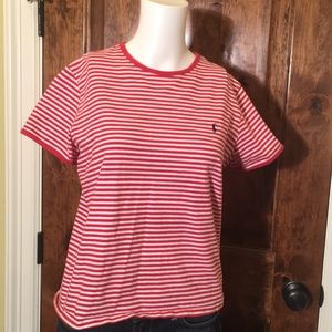 Ralph Lauren Sport red and white stripe top